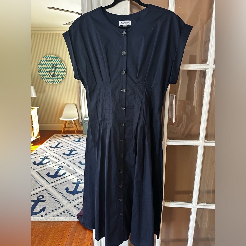 New Calvin Klein Classic Navy Button-Front Women’s Dress Size 6